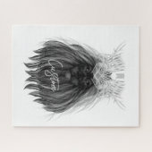 Schwarze Löwe mit Antlerkrone und Monogramm Puzzle (Horizontal)