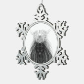 Schwarze Löwe mit Antlerkrone und Monogramm Schneeflocken Zinn-Ornament (Rechts)