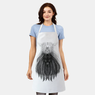 Schwarze Löwe mit Antlerkrone und Monogramm Schürze