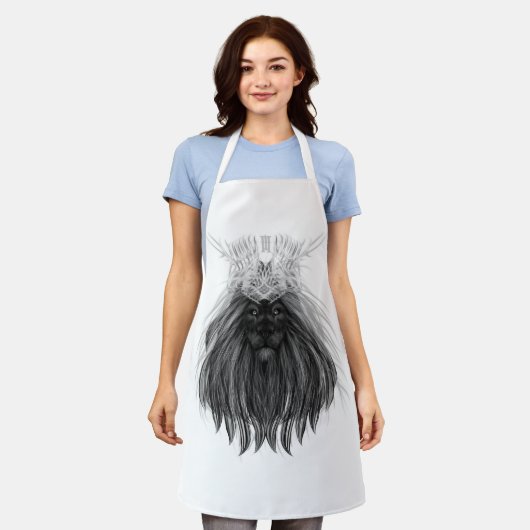Schwarze Löwe mit Antlerkrone und Monogramm Schürze (Getragen)