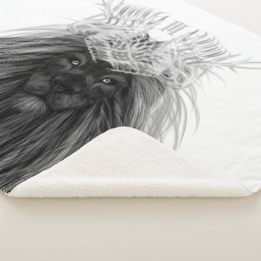 Schwarze Löwe mit Antlerkrone und Monogramm Sherpadecke (3/4)