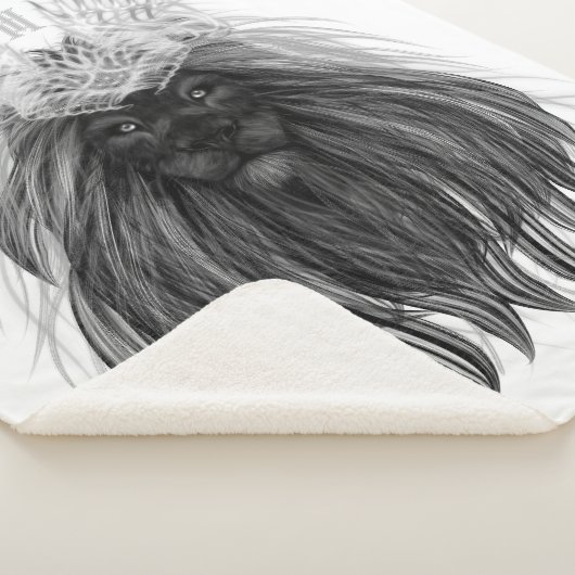 Schwarze Löwe mit Antlerkrone und Monogramm Sherpadecke (3/4)