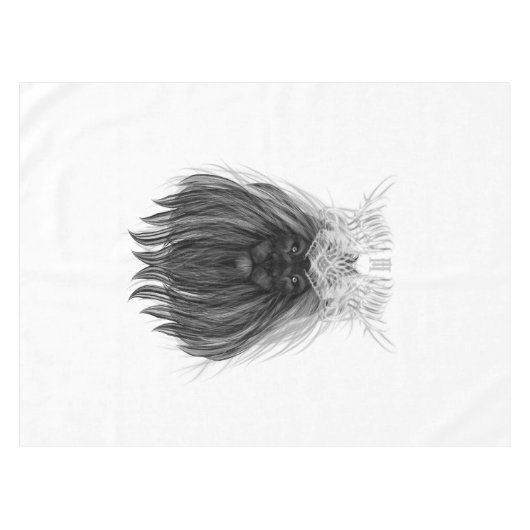 Schwarze Löwe mit Antlerkrone und Monogramm Tischdecke (Vorderseite (Horizontal))