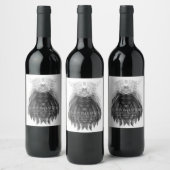 Schwarze Löwe mit Antlerkrone und Monogramm Weinetikett (Flaschen)