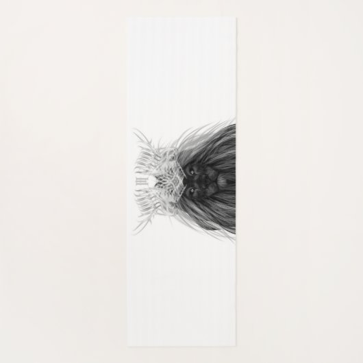 Schwarze Löwe mit Antlerkrone und Monogramm Yogamatte (Rückseite)