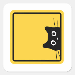 Schwarze lustige hinterlistige Katze US Warnschild Quadratischer Aufkleber