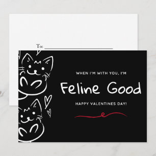 Schwarze lustige Katzen Valentinstag Feiertagskarte
