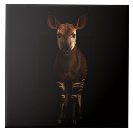 Schwarze Luxe-Fliese 4 mit Forest Okapi Fliese (Vorderseite)