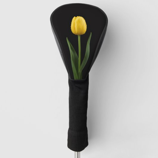 Schwarze Luxe-Golf-Fahrerhaube, Goldene Tulpe Golf Headcover (Vorderseite)