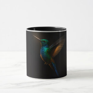 Schwarze Luxe-Kombitasse mit fliegendem Kolibri Tasse
