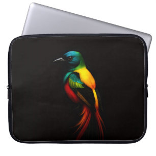 Schwarze Luxe-Laptop-Hülle, Regenbogen-Tropenvogel Laptopschutzhülle