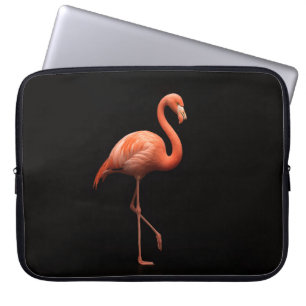 Schwarze Luxe-Laptop-Hülle, Rosa Flamingo Laptopschutzhülle