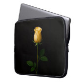 Schwarze Luxe-Laptoptasche mit sonnengelber Rose Laptopschutzhülle (Vorderseite Links)