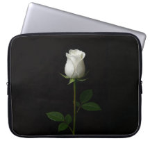 Schwarze Luxe-Laptoptasche, reine weiße Rose