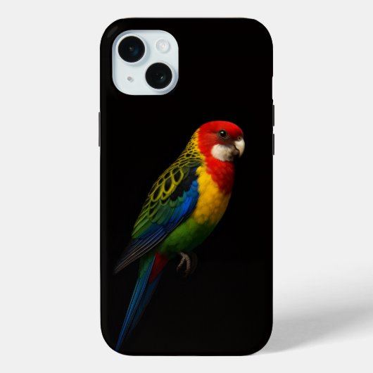 Schwarze Luxus-Eastern-Rosella-Papagei Case-Mate iPhone Hülle (Rückseite)
