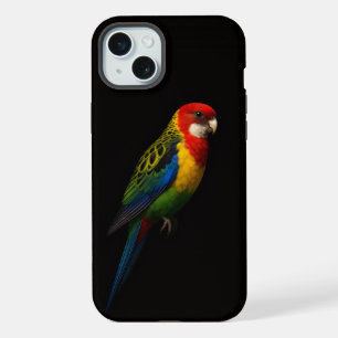 Schwarze Luxus-Eastern-Rosella-Papagei iPhone 15 Plus Hülle