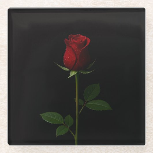 Schwarze Luxus-Glasuntersetzer mit samtiger roter  Glasuntersetzer (Vorderseite)