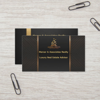 Schwarze Luxus-Immobilien-Geschäftskarte aus Gold Visitenkarte