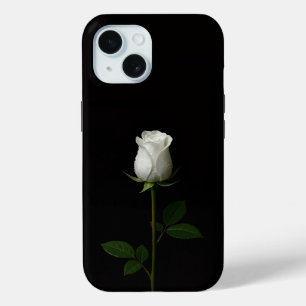 Schwarze Luxus-iPhone 15-Hülle 4 mit weißer Rose Case-Mate iPhone Hülle