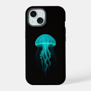 Schwarze Luxus-iPhone 15 Hülle Mate, Grüne Qualle iPhone 15 Hülle