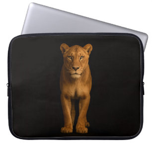 Schwarze Luxus-Laptop-Hülle, Edle Löwin Laptopschutzhülle