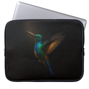 Schwarze Luxus-Laptop-Hülle, Kolibri im Flug Laptopschutzhülle