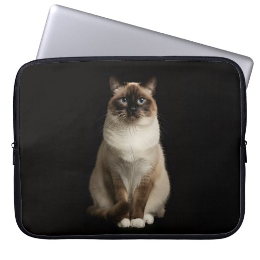 Schwarze Luxus-Laptoptasche 4, Birma-Katze Laptopschutzhülle (Vorderseite)