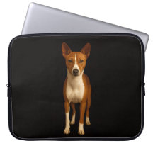 Schwarze Luxus-Laptoptasche, elegante Basenji-Hund