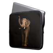 Schwarze Luxus-Laptoptasche 'Mächtiger Elefant' Laptopschutzhülle (Vorderseite Links)