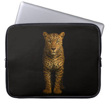 Schwarze Luxus-Laptoptasche, Majestätischer Leopar