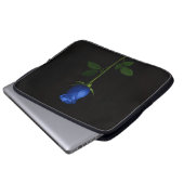 Schwarze Luxus-Laptoptasche mit Midnight Blue Rose Laptopschutzhülle (Vorne Knopf)