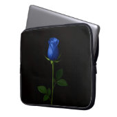 Schwarze Luxus-Laptoptasche mit Midnight Blue Rose Laptopschutzhülle (Vorderseite Links)