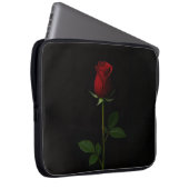 Schwarze Luxus-Laptoptasche mit samtiger roter Ros Laptopschutzhülle (Vorne Rechts)