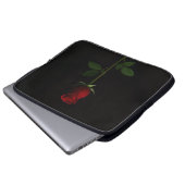 Schwarze Luxus-Laptoptasche mit samtiger roter Ros Laptopschutzhülle (Vorne Knopf)