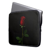 Schwarze Luxus-Laptoptasche mit samtiger roter Ros Laptopschutzhülle (Vorderseite Links)