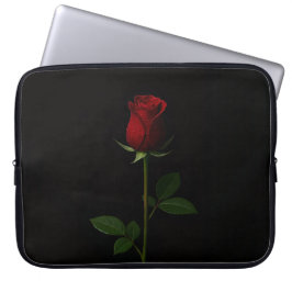 Schwarze Luxus-Laptoptasche mit samtiger roter Ros Laptopschutzhülle