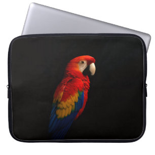 Schwarze Luxus-Laptoptasche, Scharlachroter Papage Laptopschutzhülle