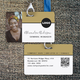Schwarze Luxus-Mitarbeiter-Foto-ID mit QR-Code Ausweis