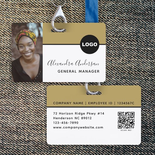 Schwarze Luxus-Mitarbeiter-Foto-ID mit QR-Code Ausweis