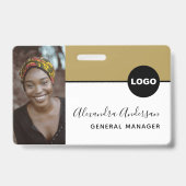 Schwarze Luxus-Mitarbeiter-Foto-ID mit QR-Code Ausweis (Vorderseite)