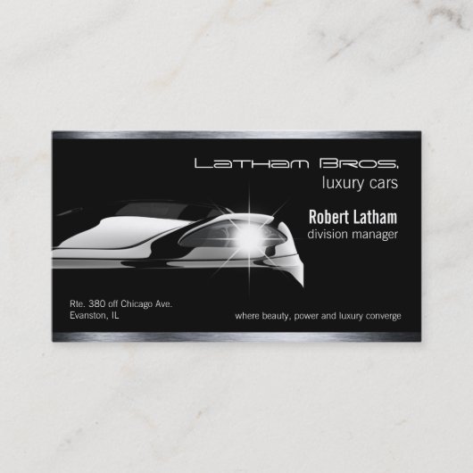 schwarze Luxusautokarte Visitenkarte (Vorderseite)