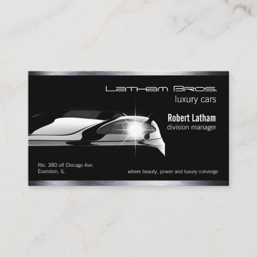 schwarze Luxusautokarte Visitenkarte (Vorderseite)