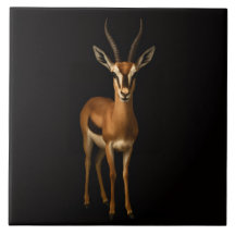 Schwarze Luxusfliese 4 mit eleganter Gazella