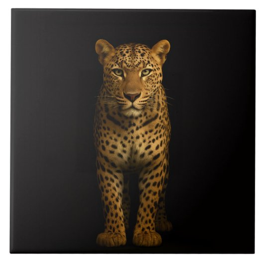 Schwarze Luxusfliese 4 mit majestätischem Leoparde Fliese (Vorderseite)