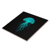 Schwarze Luxusfliese 4 mit neon-grüner Qualle Fliese (Seite)