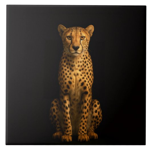 Schwarze Luxusfliese 4 mit schlankem Gepard Fliese (Vorderseite)