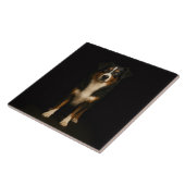 Schwarze Luxusfliese 4 mit weisem Australian Sheph Fliese (Seite)