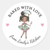 Schwarze Mädchen Bäcker Chef Runder Aufkleber (Vorderseite)
