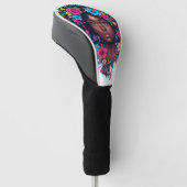 Schwarze Mädchen Golf leuchtende Blumen Headcover (angewinkelt)