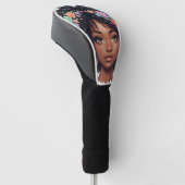 Schwarze Mädchen Golf verrückte Blumen-Afro Headcover (angewinkelt)